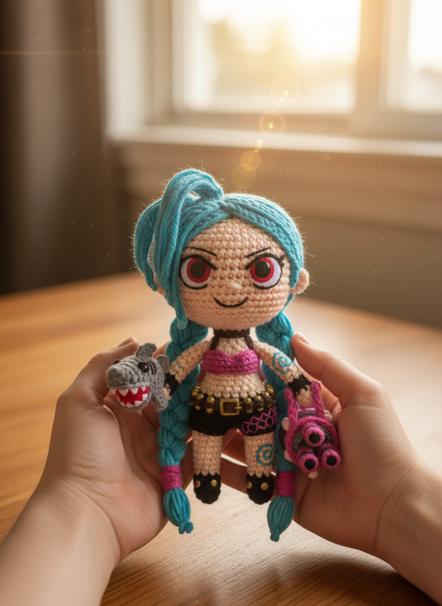 Transformed into crochet doll